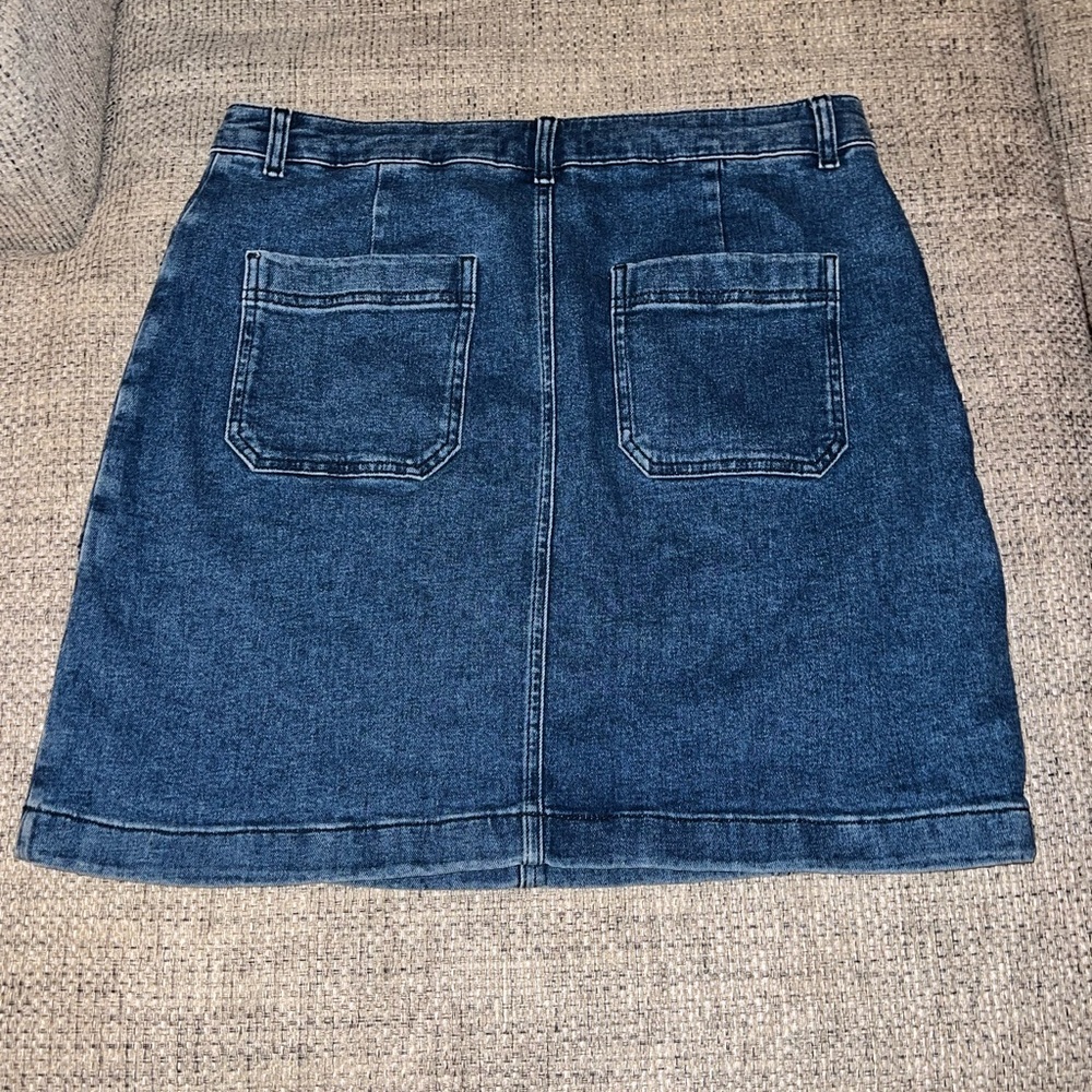 Boden Seamed Denim High Rise Mini Skirt Mid Wash 10R - Picture 2 of 8